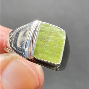 Green Kyanite Rough Ring Size 10 in Solid Sterling Silver 925